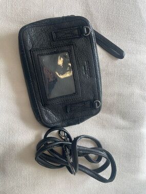 margot Black Leather Zip Pouch